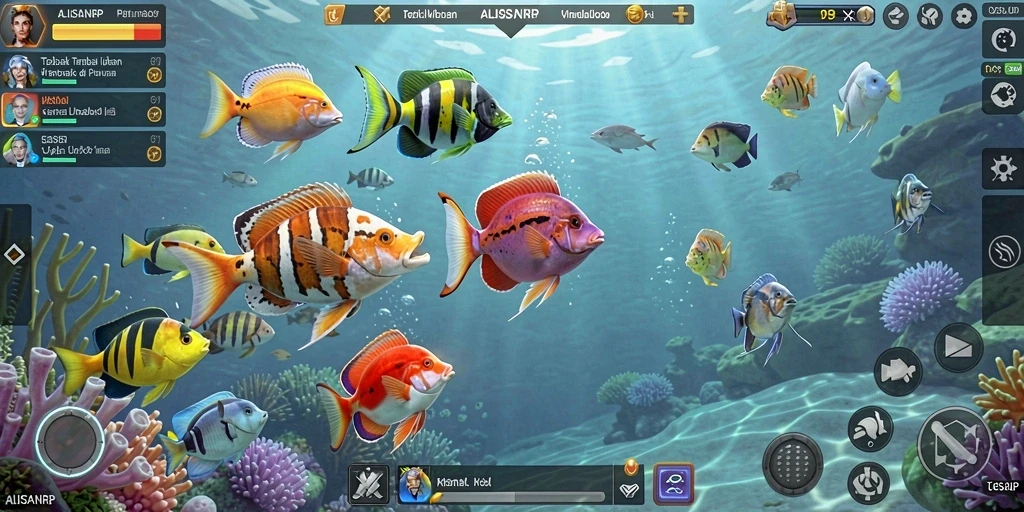 Tampilan gameplay seru dari permainan Tembak Ikan ALISANRP.