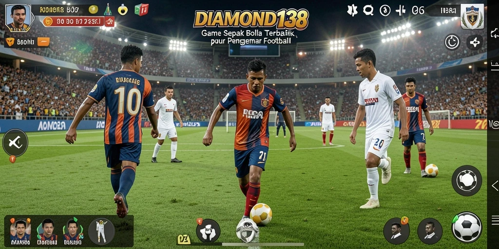 Tampilan gameplay menarik dari DIAMOND138 dengan aksi sepak bola seru.