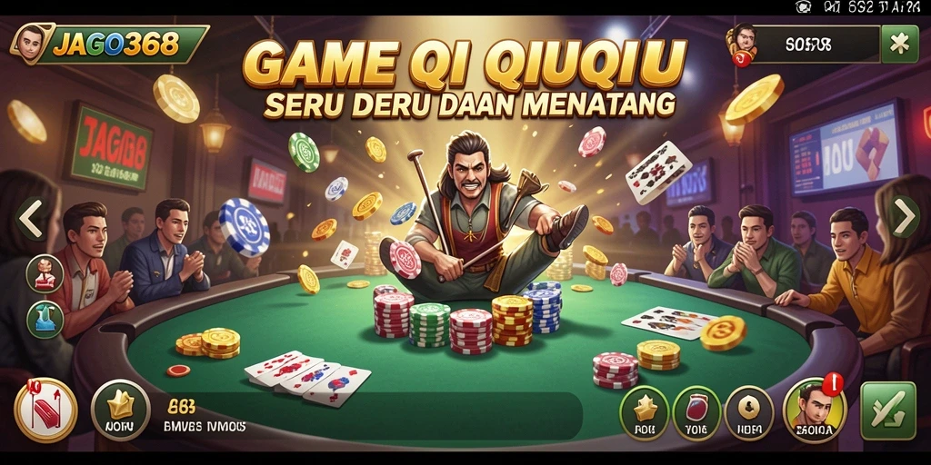 Screenshot JAGO368 menampilkan aksi seru dalam permainan QiuQiu.