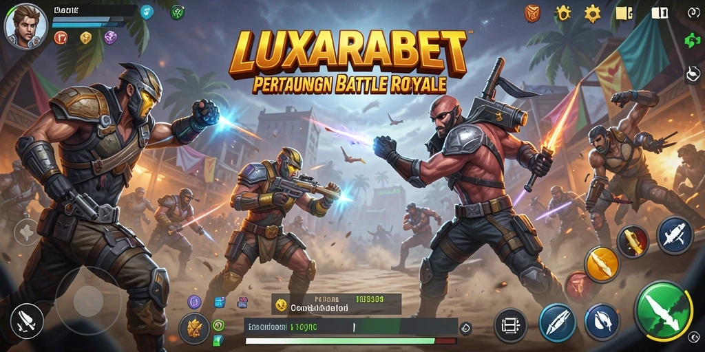 Tampilan gameplay LUXARABET yang penuh aksi dalam pertempuran Battle Royale.