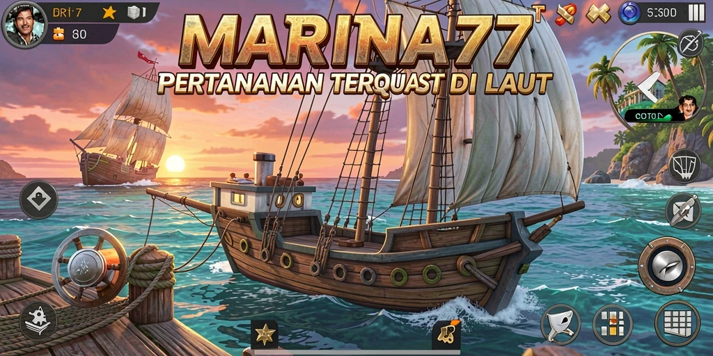 Tangkapan layar utama gameplay Tower Defense MARINA77 yang menegangkan.