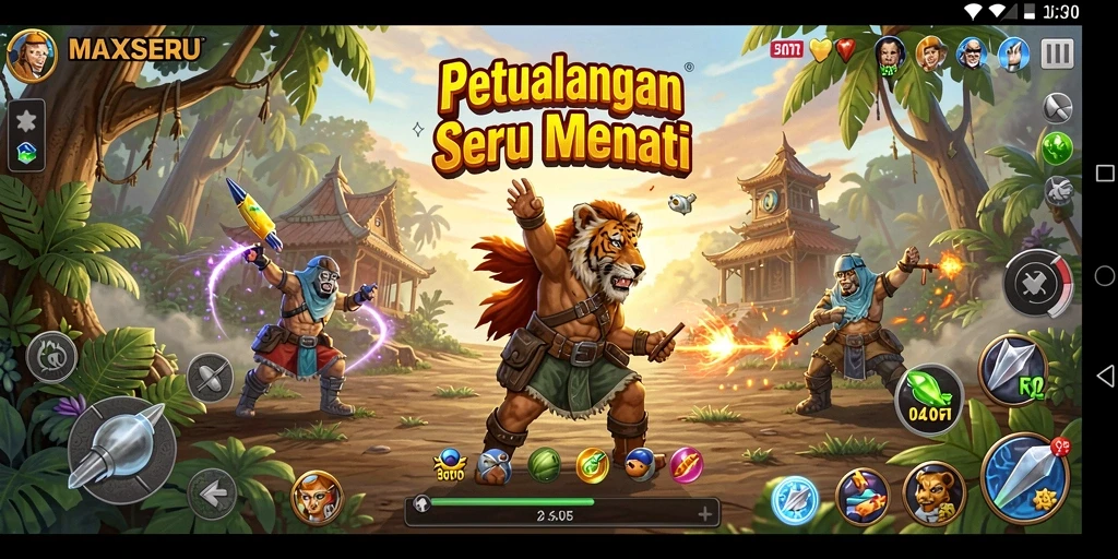 Tampilan gameplay seru dari MAXSERU dengan petualangan mendebarkan.