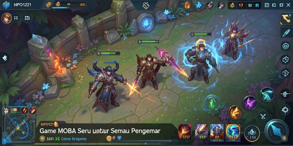 Screenshot menunjukkan aksi intens di arena permainan MOBA.