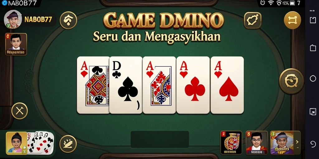 Screenshot NABOB77 menampilkan permainan domino yang seru.