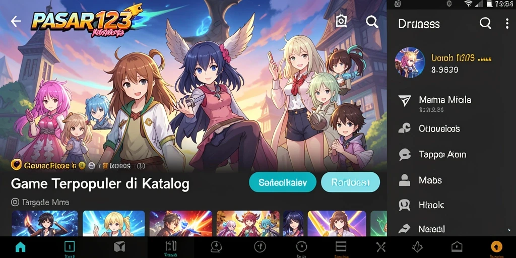 Screenshot PASAR123 menampilkan karakter Anime dalam pertempuran yang seru.
