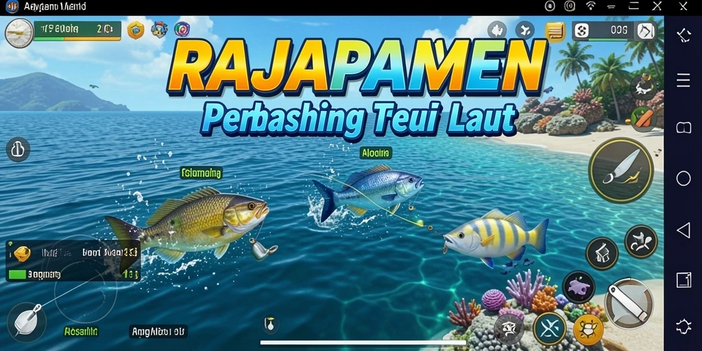 Tampilan gameplay yang menarik di RAJAPAMEN saat menangkap ikan.