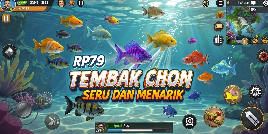 Screenshot gameplay RP79 yang menampilkan serunya menembak ikan.