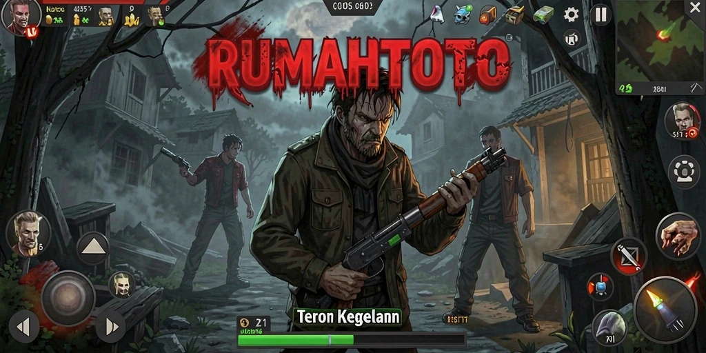 Tampilan gameplay RUMAHTOTO yang mencekam dan penuh ketegangan.