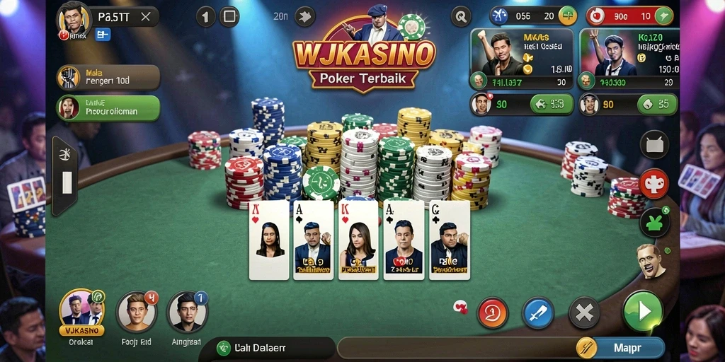 Tampilan gameplay seru WJKASINO saat bermain poker online.
